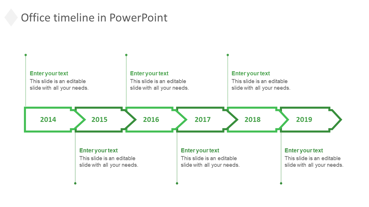 office timeline in powerpoint-green
